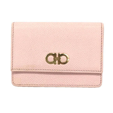 SALVATORE FERRAGAMO Gancio Business Card Holder Case Leather Pink Women's Wallet