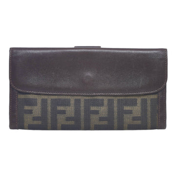 FENDI Zucca bi-fold wallet brown canvas leather ladies