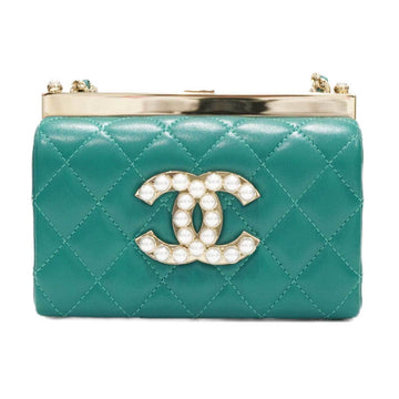 CHANEL Chain Clutch AP3452 Shoulder Bag Green Lambskin Women's Men's