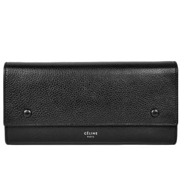 Celine large flap multi-function folio long wallet bicolor black yellow calfskin 101673