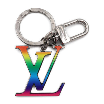 LOUIS VUITTON Porte Cle LV Rainbow Keychain MP2464 Metal Silver Multicolor Keyring Bag Charm Vuitton