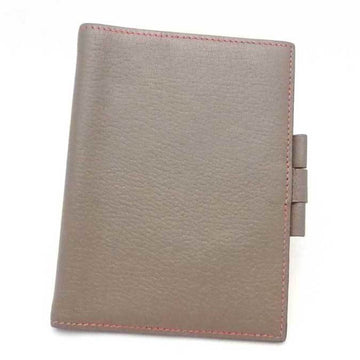 HERMES Notebook Cover Leather Greige x Magenta Unisex