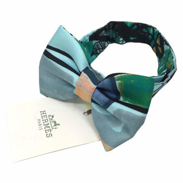 HERMES NOEUD PAPILLON bowtie bow tie choker bracelet MODERNISME TROPICAL tropical modernism AQUA/VERT/OCRE light blue silk men's women's