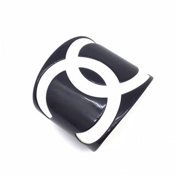 CHANEL Bangle Black White Plastic Coco 01P Mark CC Logo Bracelet Fashionable Women's Men's Unisex