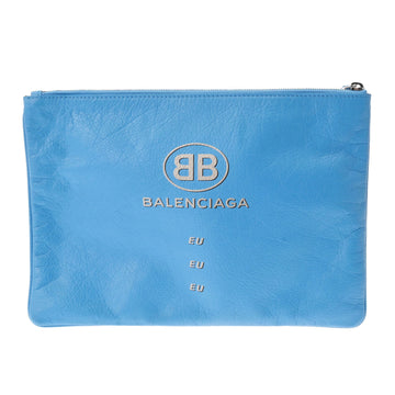 BALENCIAGA Supermarket Blue 506794 Unisex Leather Clutch Bag