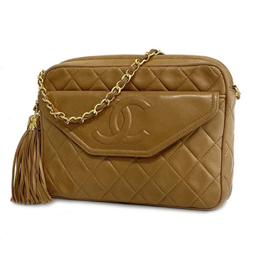 CHANEL Shoulder Bag Matelasse Lambskin Brown Women's