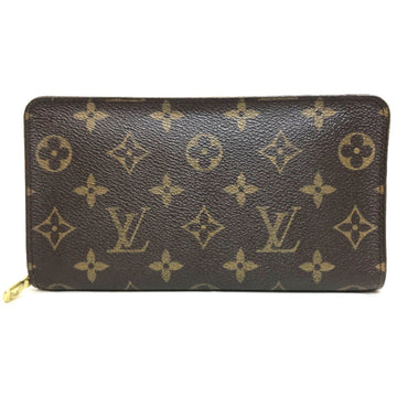 LOUIS VUITTON Monogram Round Long Wallet Portumone Zip Brown M61727 Men's Women's