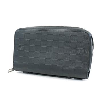 LOUIS VUITTONAuth  Damier Infini Zippy XL N61254 Men's Long Wallet Onyx