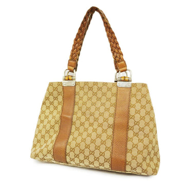 GUCCI tote bag GG canvas bamboo 232947 beige silver hardware ladies