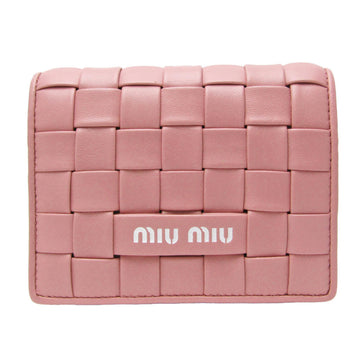 MIU MIU INTRECCIO 5MH016 Women's Leather Wallet [bi-fold] Light Pink