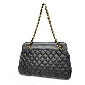 CHANEL Shoulder Bag Matelasse Chain Lambskin Black Women's