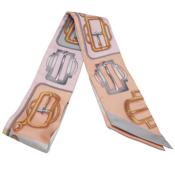 HERMES Twilly Buckle Pattern Scarf Silk Multicolor 083897