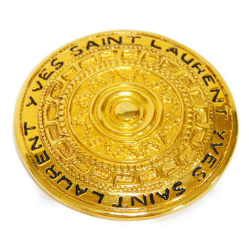YVES SAINT LAURENT Brooch Round Logo Large Black Sun GP Plated Enamel Vintage Gold YSL Stamp Men's Women's Accessories Jewelry