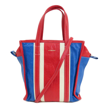 BALENCIAGA 513990 Bazaar Stripe Handbag Calf Women's