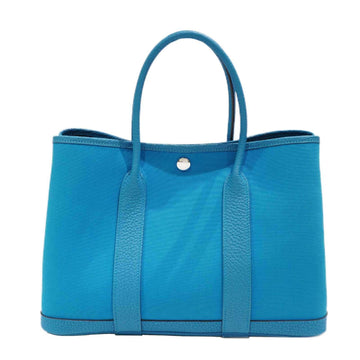 HERMES Garden TPM Handbag Tote Bag Blue Zanzibar Officier Y Engraved Ladies Men's