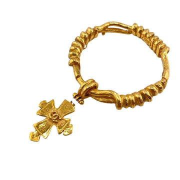 CHANEL 94P Cross Motif Coco Mark Bangle Gold Women's Z0004975