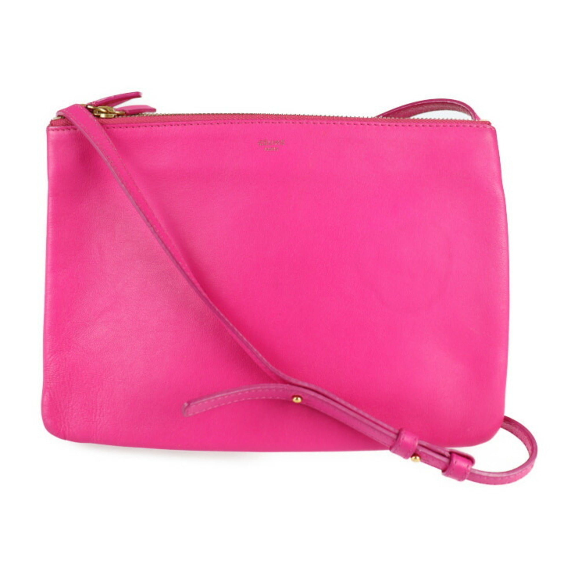 CELINE Trio Large Shoulder Bag 171453 Lambskin Pink