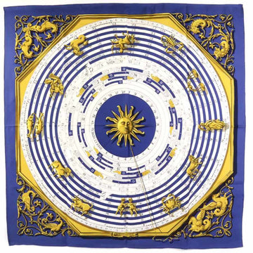 HERMES Scarf Carre 90 DIES ET HORE Silk Blue/Multicolor Ladies