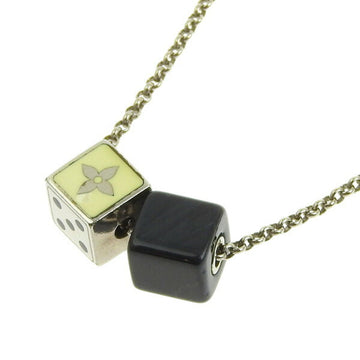 Louis Vuitton Collier Dice Gambling Necklace Silver Metal