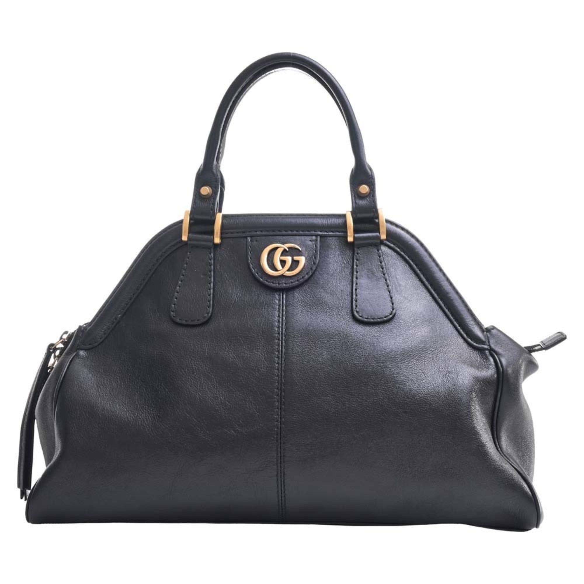 GUCCI Leather GG Marmont Liber Medium Cat Head Handbag 516459 Black Wo