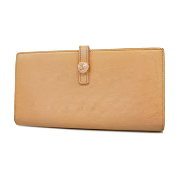 CHANELAuth  Coco Button Bi-fold Long Wallet Gold Metal Fittings Women's Leather