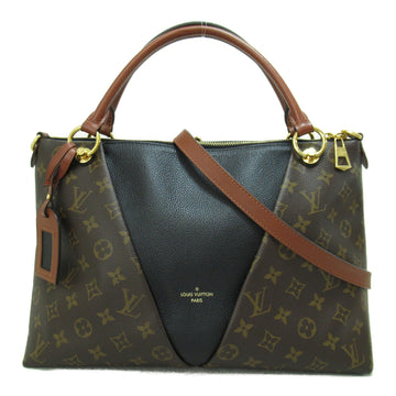 LOUIS VUITTON V Tote MM Shoulder Bag Brown Black Monogram PVC coated canvas M43948