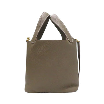 HERMES [] Picotin Lock PM Handbag Etoupe [G fittings] Taurillon B Engraved Women's Bag Leather