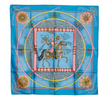 HERMES Carre 90 FEUX D'ARTIFICE Craftsmanship Scarf Muffler Blue Multicolor Silk Women's