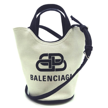 Balenciaga Wave XS Ladies and Men's Handbag 619979 Canvas Black x White