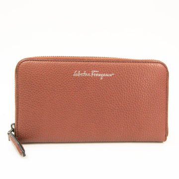 Salvatore Ferragamo IY-660907 Unisex Leather Long Wallet (bi-fold) Brown,Navy