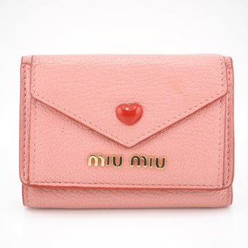 MIU MIU MIU 5MH021 Madras Trifold Wallet Pink Ladies