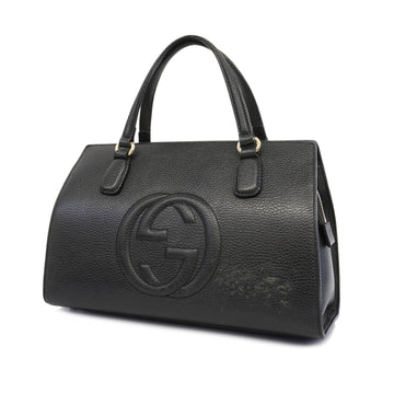 GUCCI[3za0378] Auth  handbag Soho 431571 leather black gold metal