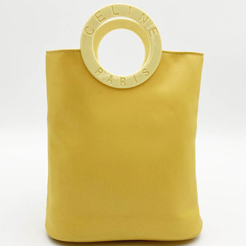 CELINE Handbag Circle Handle Logo Yellow Nylon Ladies Fashion USED