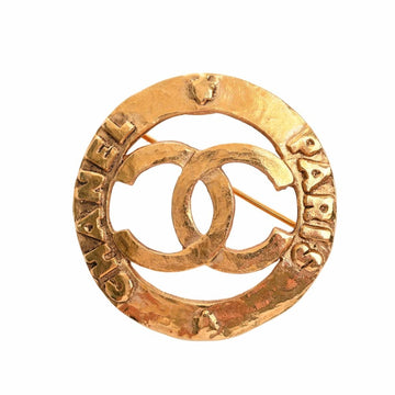 CHANEL Cocomark Circle Brooch Gold Ladies