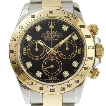 ROLEX Daytona Men's Automatic Watch Black Dial 10P Diamond 116523G G Number Combination