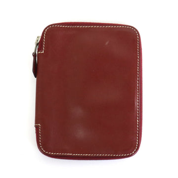 HERMES notebook cover leather burgundy silver unisex e55999a