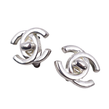 Chanel Earrings 96A Coco Mark Turnlock Women's Silver