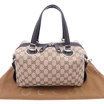 GUCCI handbag GG canvas beige x black leather ladies 203526