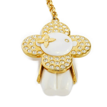 LOUIS VUITTON Keychain Porte Cle Vivienne Rhinestone Strass Pearl White Monogram Flower M67378 Men Women