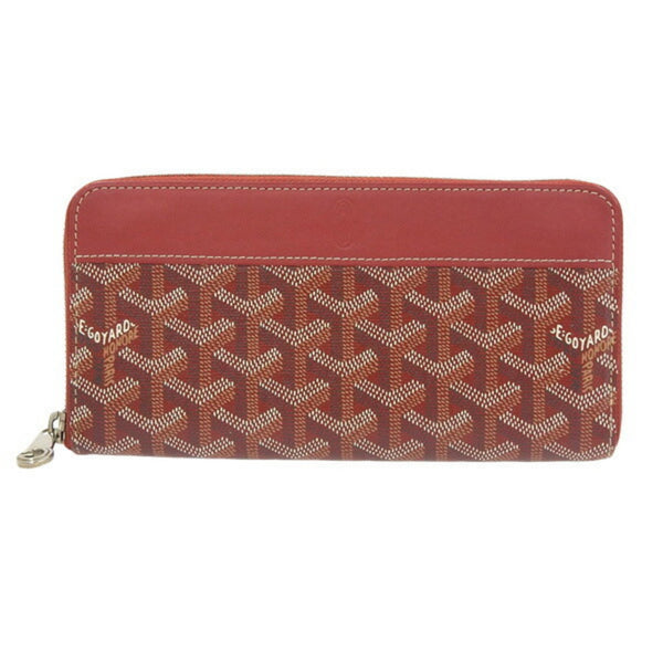 GOYARD Leather Matignon Herringbone Round Long Wallet APMZIPGM Red