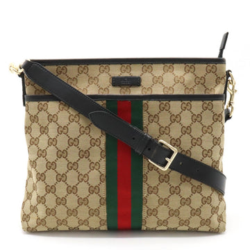 GUCCI GG Canvas Webbing Line Shoulder Bag Khaki Beige Black Green Red 388926