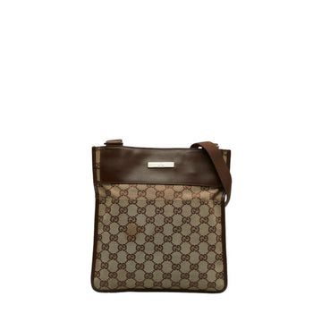 GUCCI GG Canvas Shoulder Bag 019 0348 Beige Brown Leather Women's