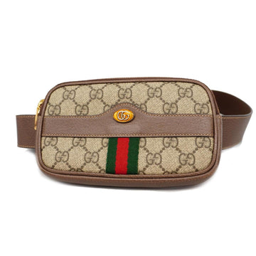 GUCCI Waist Bag GG Supreme Sherry Line 519308 Brown Gold Hardware Men Women