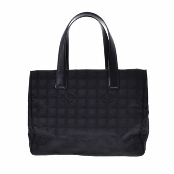 Chanel New Line Tote MM Black Ladies Nylon Leather Handbag