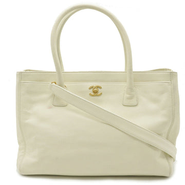 CHANEL Executive Line Coco Mark Tote Bag Handbag Shoulder White A15206