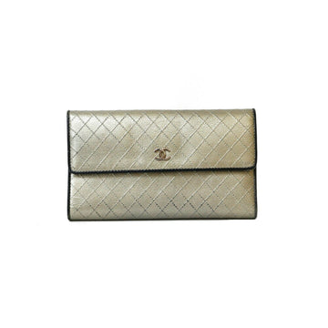 Chanel Long Wallet Caviar Skin COCO Mark CC Metallic Ladies Matt