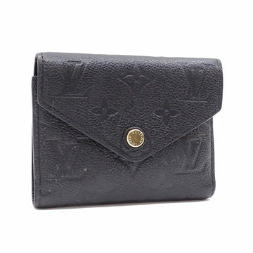 LOUIS VUITTON Trifold Wallet Monogram Implant Portefeuille Victorine Women's M64060 Noir Black