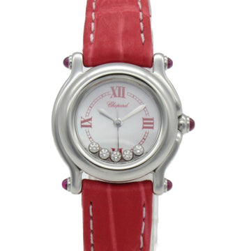 CHOPARD Happy Sports Wrist Watch watch Wrist Watch 27/8245-21 Quartz Pink Stainless Steel Leather belt diamond 27/8245-21