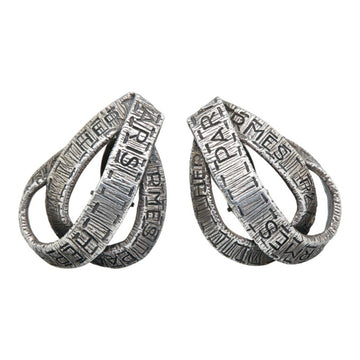 HERMES ribbon motif earrings silver metal ladies