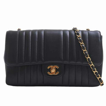 CHANEL lambskin Mademoiselle here mark chain shoulder bag black